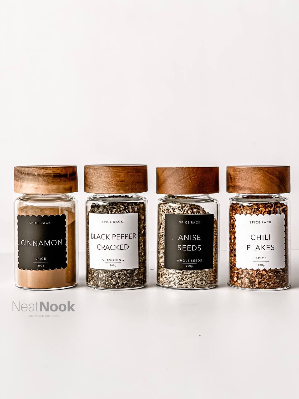 Acacia Screw Cap Large Spice Jars